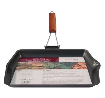 £10.95 • Buy 34cm Non Stick Griddle Grill Steak Pan Folding Handle Cast Aluminium Kitchen