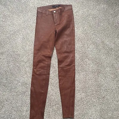 $2k J Brand Cognac Amber Snakeskin Leather Legging Pants Jeans 25 Zara • $140