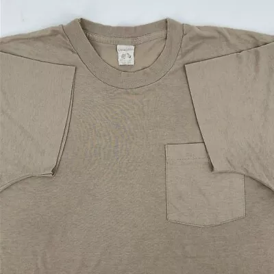 Vtg 80s BLANK DISTRESSED FRUIT OF THE LOOM POCKET T-Shirt LARGE Single Stitch • $29.99