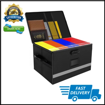 $47.11 • Buy File Box With Lock Fireproof Filing Box Document Storage Organizer New