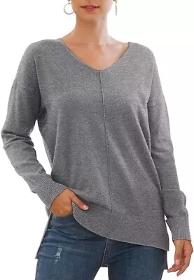 Women's Lightweight V-neck Jumper Grey New With Tags Size M  • £4.70