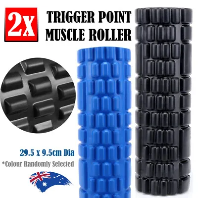 $26.99 • Buy 2Pcs Trigger Point Grid Design Foam Roller Massage Pilates Gym Exercise NEW AU