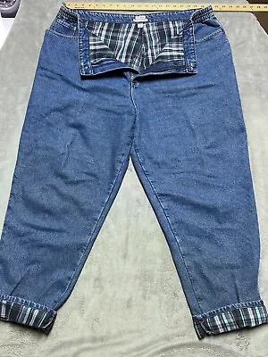 L.L. Bean Flannel Lined Jeans Women 24W Relaxed Original Fit Blue Denim 30L • $22.22