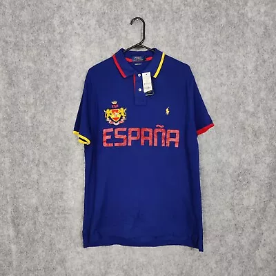 Polo Ralph Lauren Shirt Mens Large Custom Slim Fit Espana Spain Crest Pony BNWT • $69.45