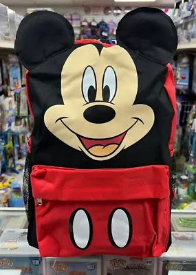 Disney Mickey Mouse Face Back To School Backpack 16  Bag With Ear • $16.99