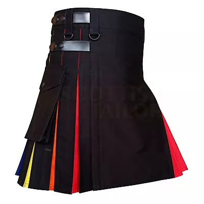 Handmade Pride Rainbow Leather Straps Hybrid Utility Kilt And Custom Size Kilts • $60