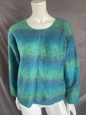 Vintage 1980s Mohair Wool Fuzzy Abstract Sweater Erika New Wave Cubist Cobain • $39.95