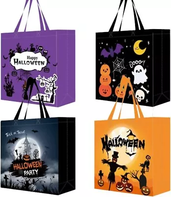 £4.88 • Buy 4 Pack Halloween Candy Bags, Non-Woven Reusable Gift Bags For Trick Or Treating