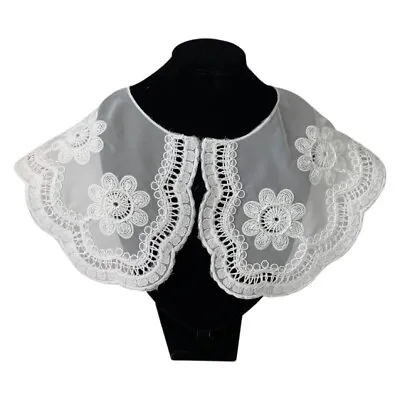 Lace Collar Embroidered Oversize Large Dressmaking Sheer Material Ivory L17 • £7.99