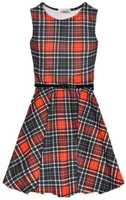 £8.49 • Buy Girls Sleeveless Tartan Scuba Skater Dress Check Red Party Dresses Age 13 Years