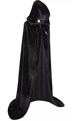 Adult Velvet Long Hooded Cloak Cape Robe Witch Fancy Halloween Costume Sz S • $16.99
