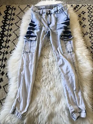 VIP Jeans Bleach Grunge Cargo Cotton Blend Stretch Jeans Size 9/29. K1 • $16.99