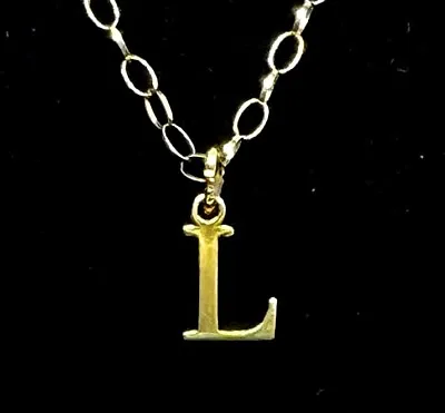 Initial L Pendant Necklace 24k Gold Vermeil 925 Sterling Silver Chain REDUCED • $7.58