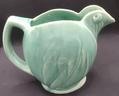 Vintage 1940's McCoy Teal Green Chicken Figural Bird Pitcher Beautiful Crazing • $35