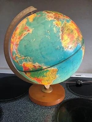 Vintage Replogle World 12” Globe On Wood Stand Lights W/Switch On Electric  Cord • $22.95