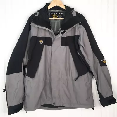 Mountain Hardwear Mens Ski Jacket Gray Black Color Block Hooded Mock Neck M • $69.99