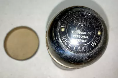Vintage Nest Egg Metal Coin Bank -BARRON COUNTY BANK RICE LAKE WI • $15
