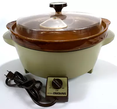 Vtg Rival Crock Pot  Casserole Slow Cooker W/ Vented Lid ~ Green ~ Tested Works • $29.99