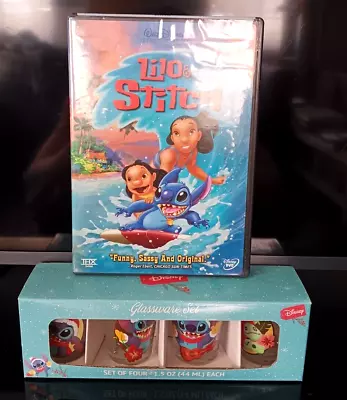 Lilo And Stitch 2 Pack DVD Brand New Sealed & Set Of 4 Shot Glasses 1.5 Oz • $20