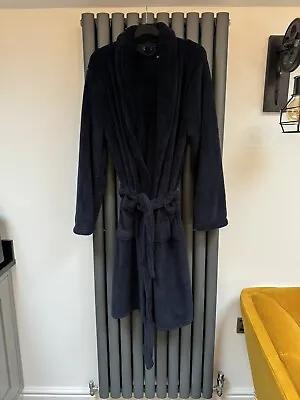 New Marks & Spencer Dark Navy Blue Mens Fluffy Dressing Gown Robe Size Small • £18.99