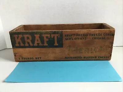 Primitive Vintage Wooden  5 Lb Kraft American Cheese Box 13.5 X 3.5 X 3.5  USA • $19.25