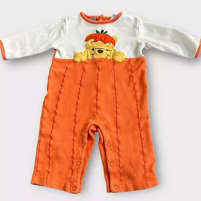 Disney Baby Winnie The Pooh Pumkpin Outfit One Piece Orange Size 6/9 Mos Harvest • $9.99