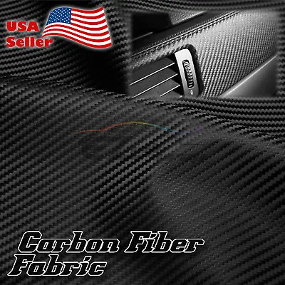 Black Carbon Fiber Fabric Cloth Marine Vinyl 54  Wide Plain Weave Upholstery • $12.28