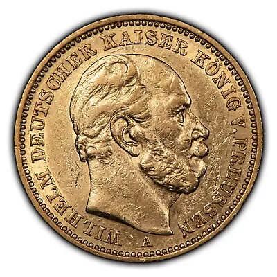 1883-A German States Prussia 20 Mark Gold Coin - KM505 - 0.2305 AGW - SKU-G2239 • $795