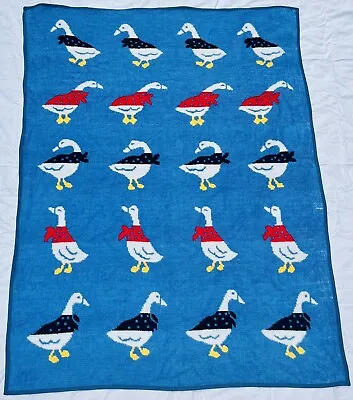 Vintage 1986 Vuteks Vukovar Duck Goose Blanket 60”X80” Reversible Yugoslavia • $42