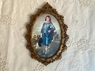 Vintage Ornate Italian Metal Oval Frame With Blue Boy By Thomas Gainsborough • $16