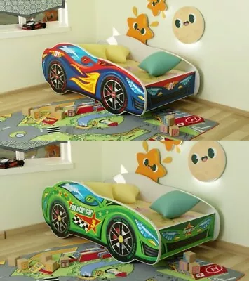SALE! Racing Car Bed Children Boys Girls Bed With MATTRESS 140x70cm + FREE GIFT • £183.95