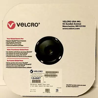 🎁 Velcro Brand Adhesive Loop 1 X25yd 330 PSA 0115 184987 Fastener Black Strip🆕 • $37.85