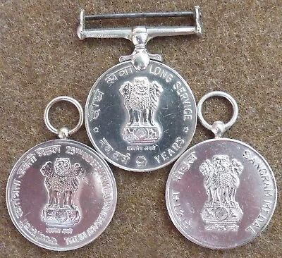 3 Indian Medals Armed Services Long Service Sikh Sangram 25th Independence  G017 • £18