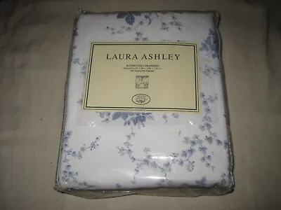 Laura Ashley SOPHIA Rod Pocket Draperies Blue & White 82  X 84  - NEW • $100