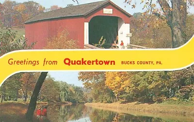 VTG Covered Bridge Greetings From Bucks County  Quakertown PA P571 • $4.99