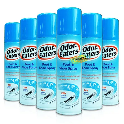 6x Odor Eaters Foot & Shoe Deodorant Spray 150ml Odour-Free Feet Dry Shoes • £26.59