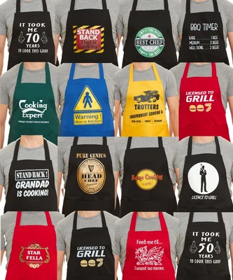 £7.99 • Buy Mens Funny Novelty BBQ Rules Cooking Aprons Kitchen Gift For Men