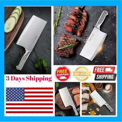 Stainless Steel Asian Kitchen Knife Butcher Chef Damascus Cleaver Chopping Meat • $13.34