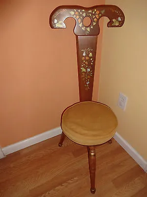 Vintage Mid Century Chair Yelow Gold Velvet Chair Stool 3 Legs • $99.99