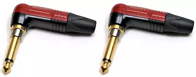 (2) Genuine NEUTRIK NP2RX-AU-SILENT Right Angle 1/4  Plug Gold Contact Red Shell • $29.99