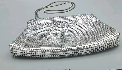 Vintage Silver Mesh Evening Bag W/Long Snake Chain Strap- Shoulder Bag Purse  • $14.95