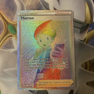 $1.25 • Buy Thorton Rainbow Secret Rare Full Art Trainer 210/196 Lost Origin Card NM Pokemon