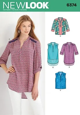 New Look Ladies Sewing Pattern 6374 Blouse Shirt Tops In 4 Styles (NewLook-6374) • £12.49