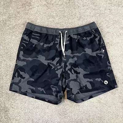 VUORI Shorts Mens 2XL X 6  Gray Blue Camo KORE Lined Workout Training Gym V367 • $34.99