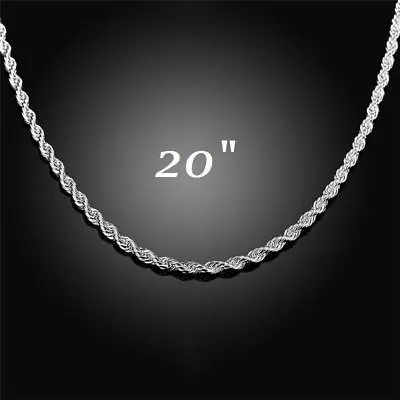 Mens Womens 925 Sterling Silver 4mm Twisted Rope Chain Necklace 16 -30  • $12.99