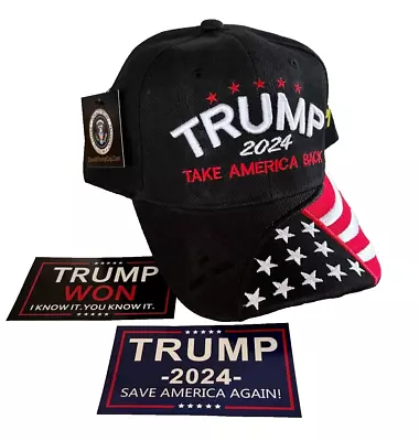 Trump 2024 ..Take America Back..MAGA..Hat..Black..+ 2 Stickers NEW HOT DESIGN!!! • $21.95