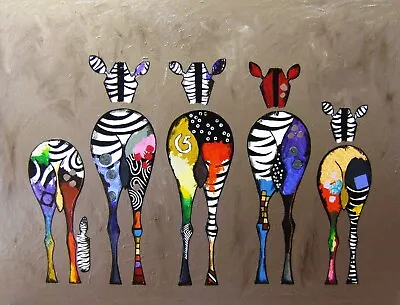 Zebra Bum Animal Colourful Painting Style Canvas Wall Art Picture Print • £17.95