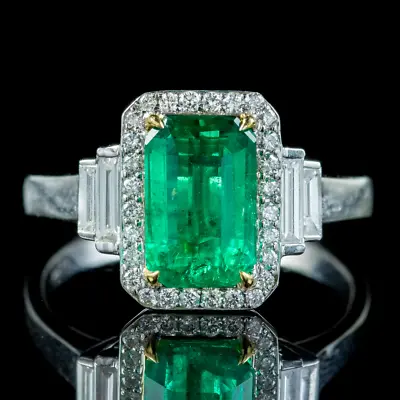 £115 • Buy 4 Ct Vintage Green Emerald Halo Engagement Ring 14k White Gold Finish Size J-T