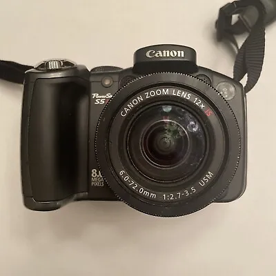 Canon PowerShot S5 IS 8.0MP 12x Digital Camera Black Clean Battery Compartment • $34.99