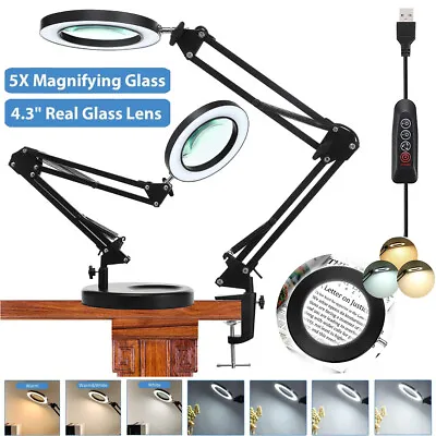 $25.39 • Buy Magnifier LED Lamp 10X Magnifying Glass Desk Table Light Reading Lamp With Clamp